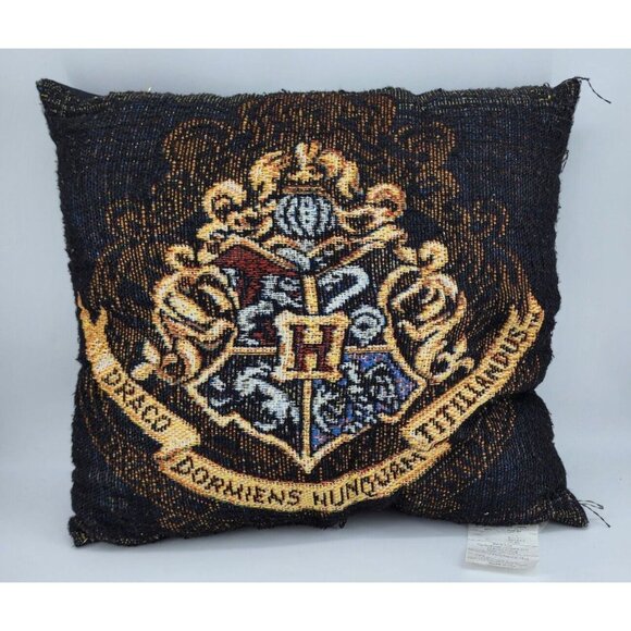 VTG x2 Harry Potter Hogwarts Crest/Marauder's Map Woven Tapestry Throw Pillows - Picture 2 of 16